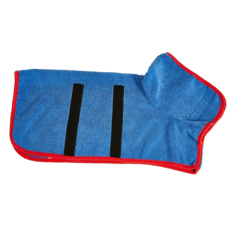Peignoir chiens de couleur bleu et rouge. Image produit Boutiquechien