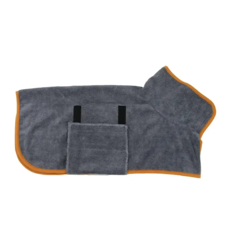 Peignoir chiens de couleur gris et orange. Image produit Boutiquechien