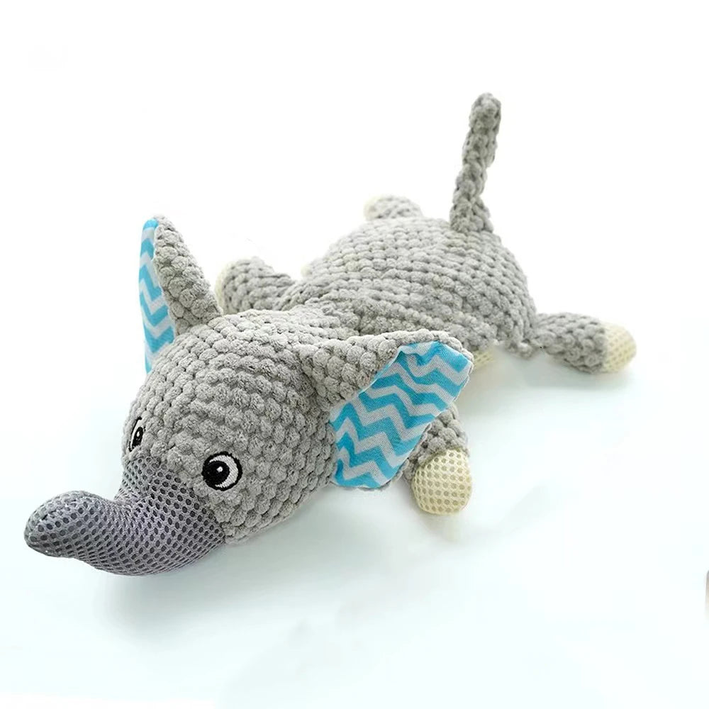 peluche éléphant pour chien de couleur gris. Jouet pouet pouet pour chien. Image produit Boutiquechien