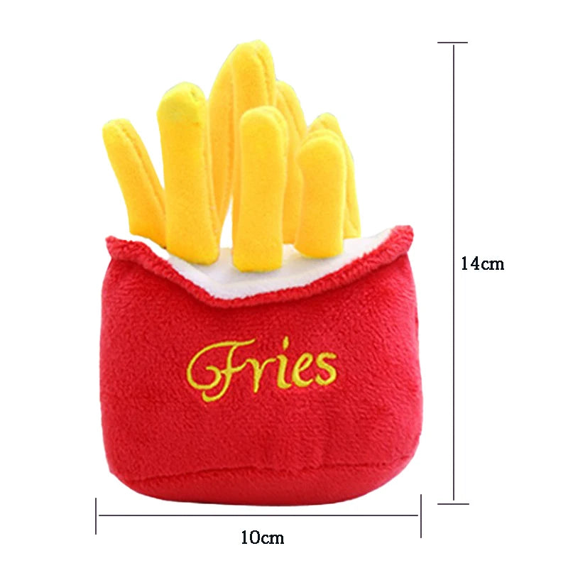 frites peluche de couleur rouge et jaune de dimension 14 et 10 cm de boutiquechien