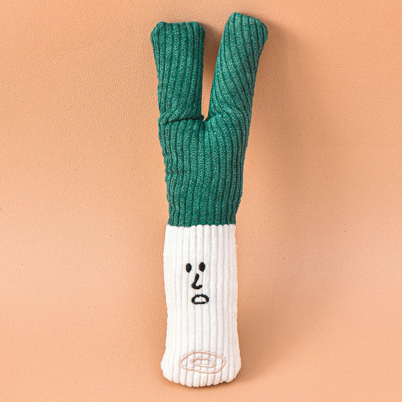 Peluche en forme de poireau de couleur vert et blanc pour chien de boutiquechien