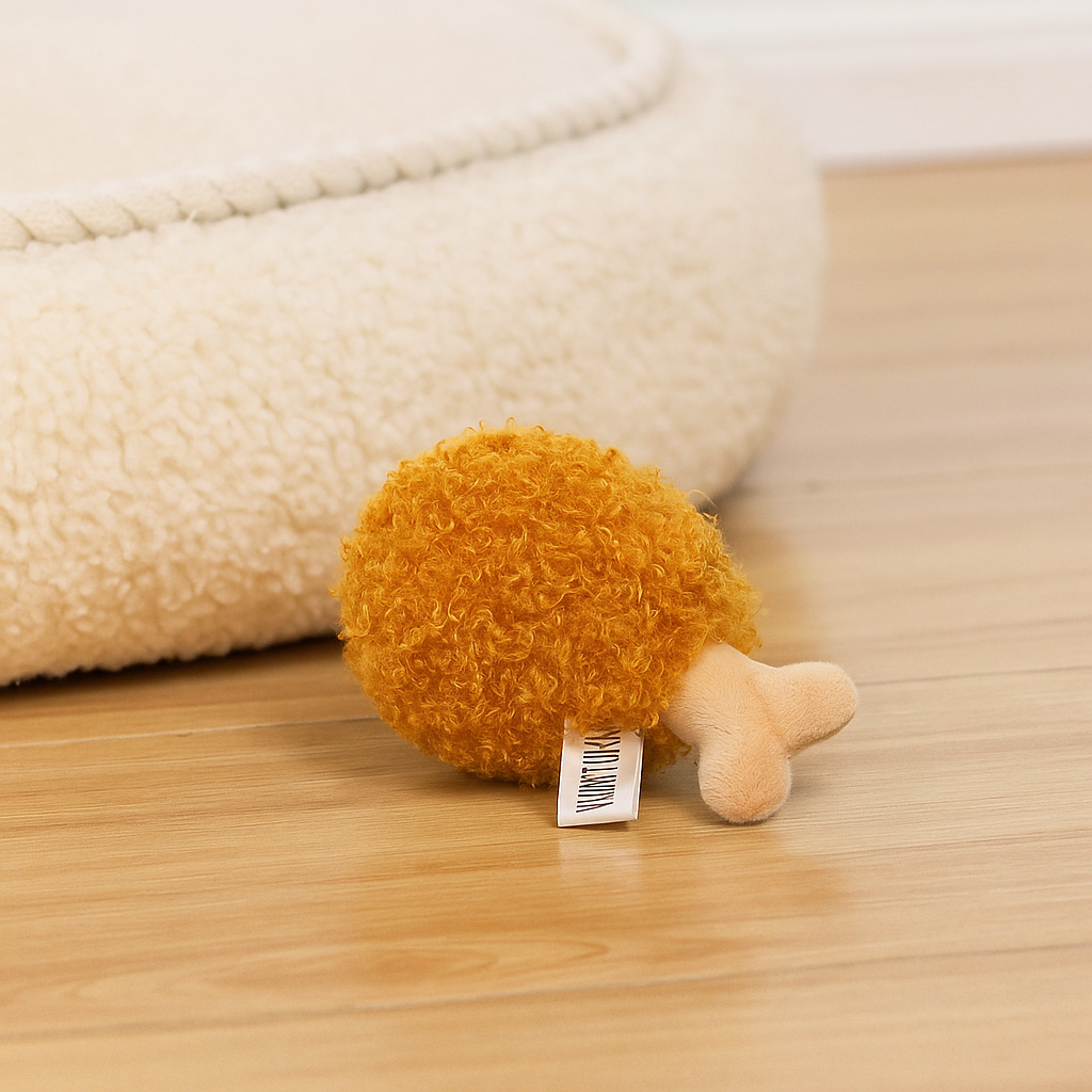 peluche en forme d'épille de poulet de couleur brun. Image produit Boutiquechien