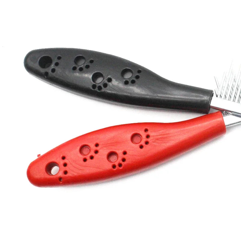 poignée du peigne pour chien de couleur noir et rouge. Image produit Boutiquechien