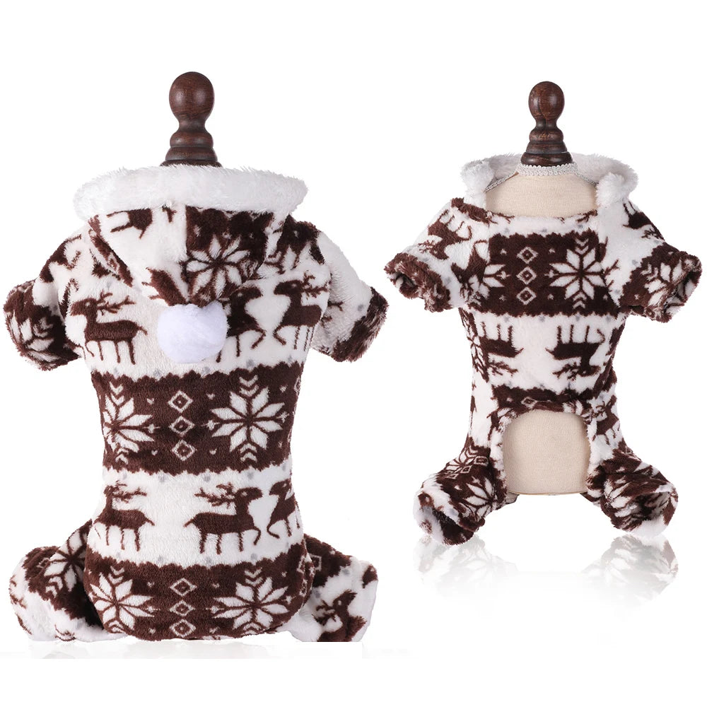 Pull de noël pour chien de couleur brun et blanc. Image produit  de boutiquechien