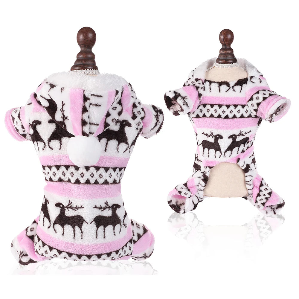 Pull de noël pour chien de couleur rose et blanc. Image produit  de boutiquechien