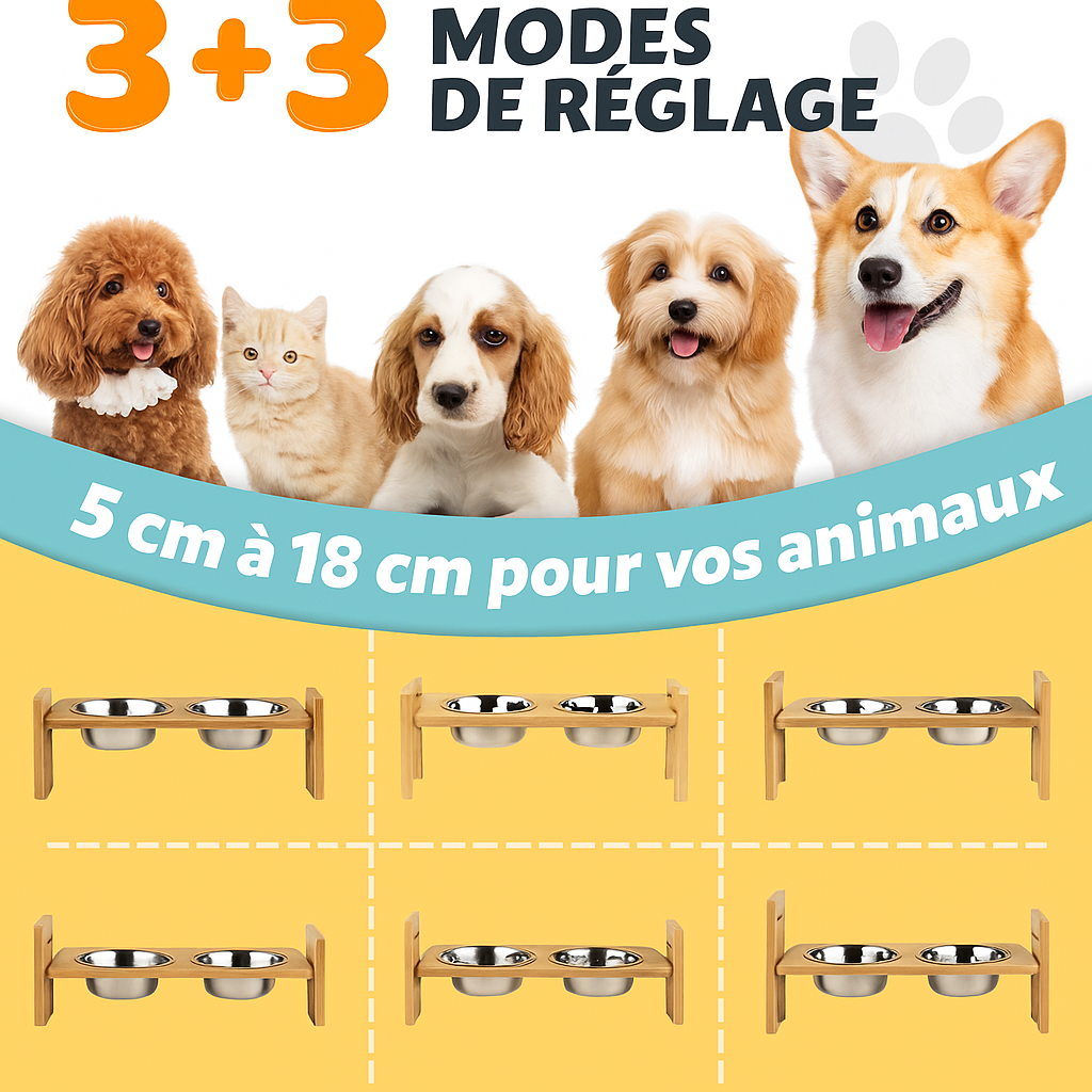 Totalité des réglage de la gamelle double pour chien de boutiquechien