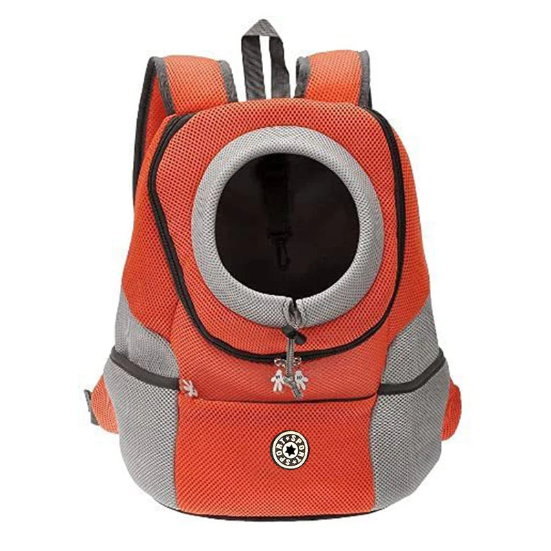 sac à dos pour chien de couleurs orange et gris pour transporter son chien en toutes sécurité. Image produit Boutiquechien