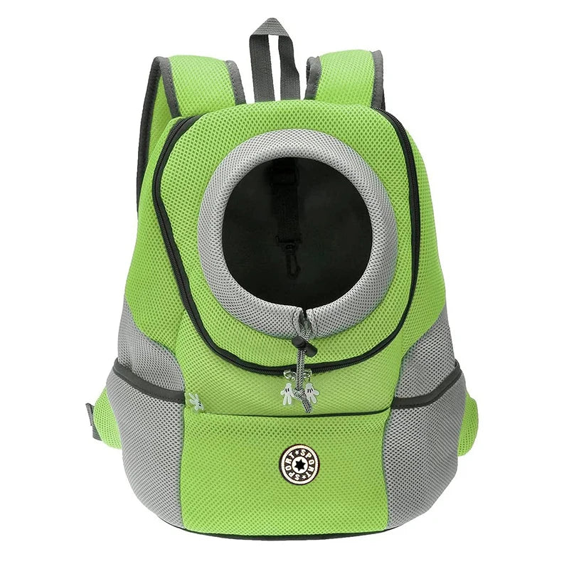sac à dos pour chien de couleurs vert et gris pour transporter son chien en toutes sécurité. Image produit Boutiquechien