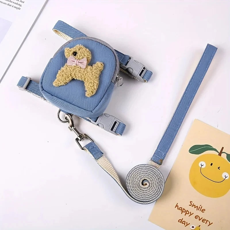 sac à dos bleu pour chien en harnais résistant