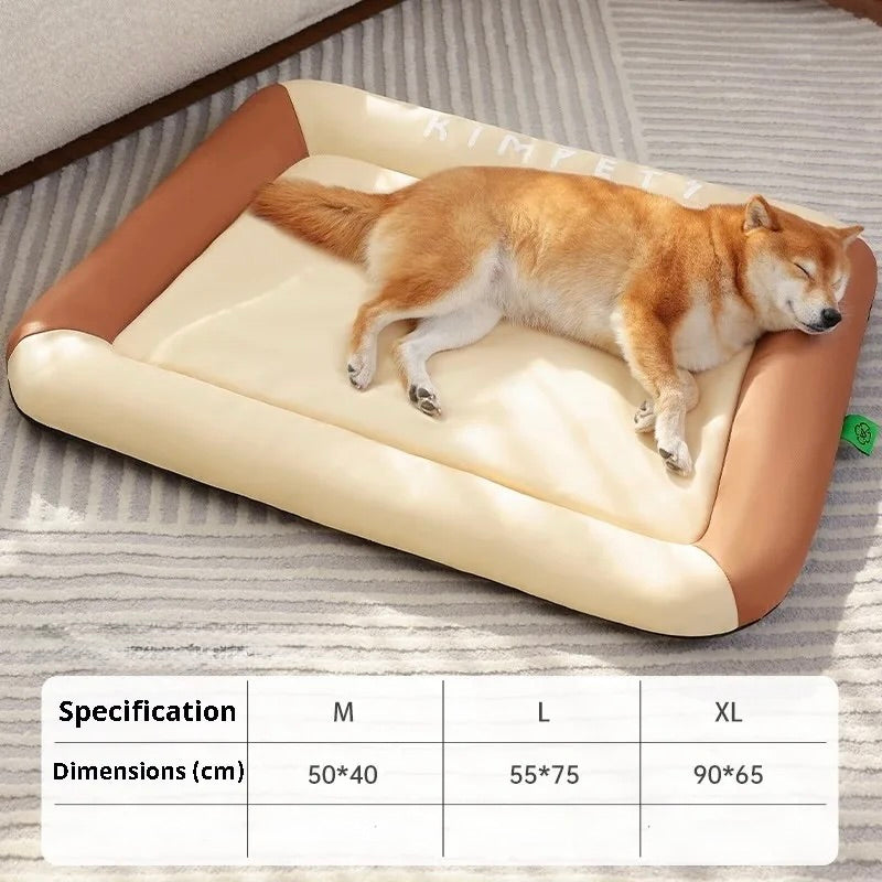 Tapis chien beige et brun rafraîchissant et moelleux de plusieurs tailles de M à XL de boutiquechien