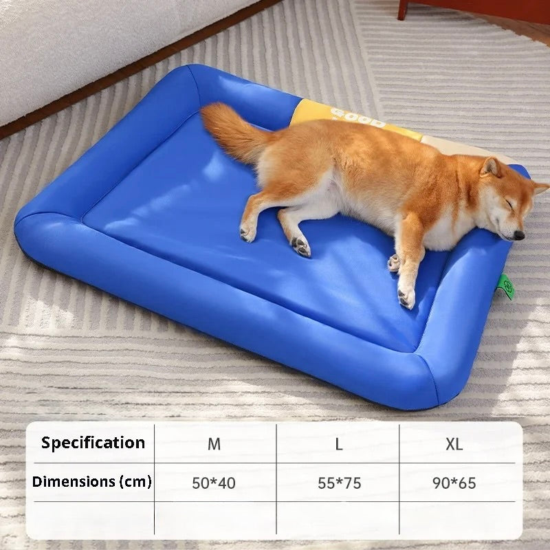 Tapis chien bleu rafraîchissant et moelleux de plusieurs tailles de M à XL de boutiquechien