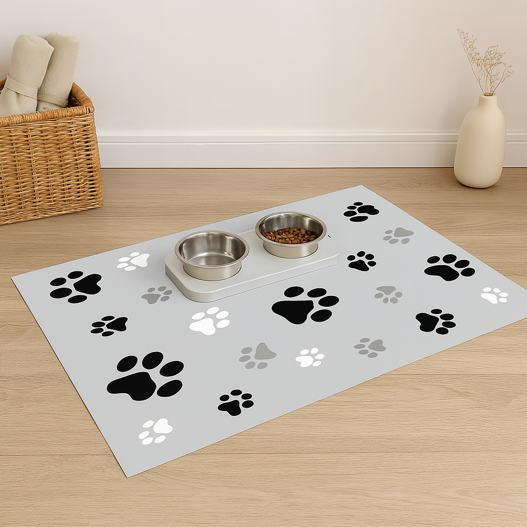 Tapis absorbant et résistant pour les gamelles d'eau et de croquette. Image produit Boutiquechien