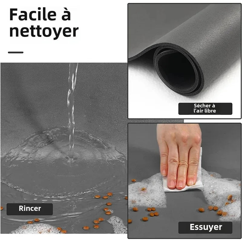 Tapis pour gamelles facile à nettoyer et absorbant pour les chiens. Image produit Boutiquechien