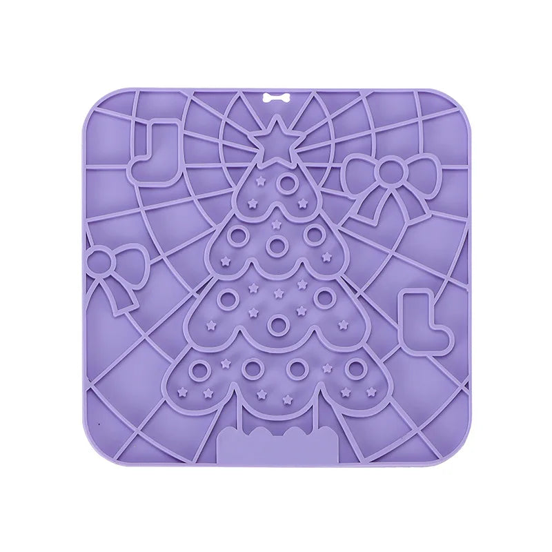 Tapis anti glouton de couleur violet sur le thème de noël. Image produit Boutiquechien
