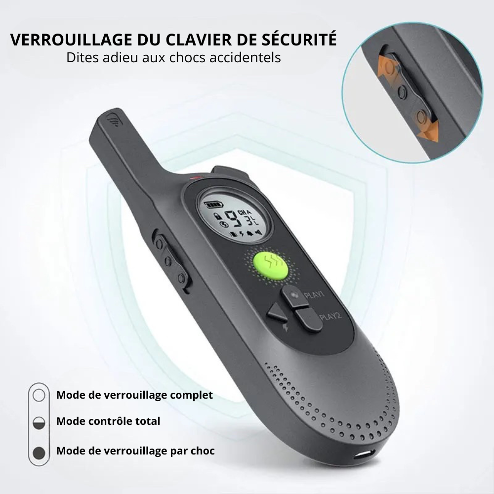 télécommande grise pour gérer son chien en gérant les différents modes. Image produit Boutiquechien