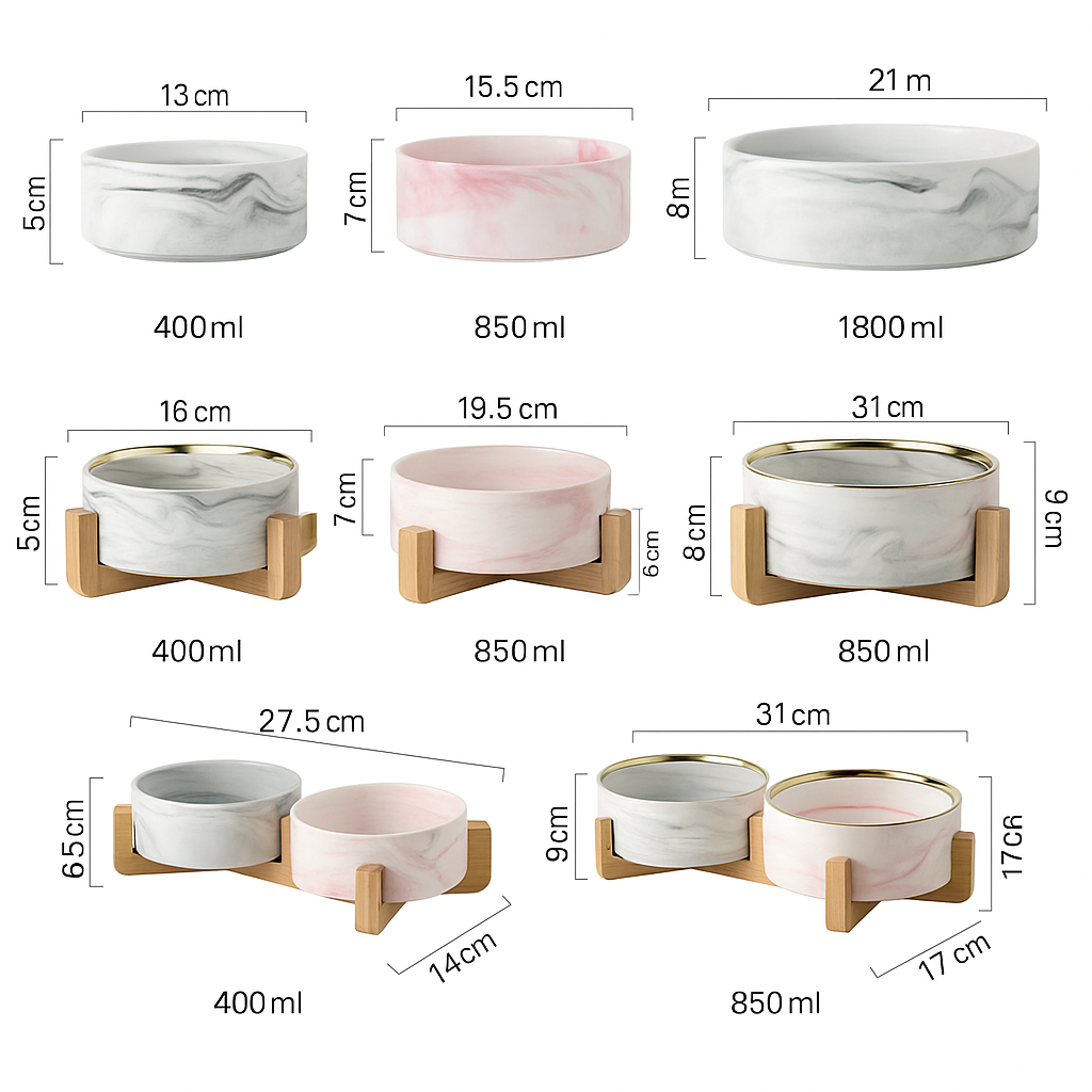 dimensions total des bowls pour chien design de boutiquechien