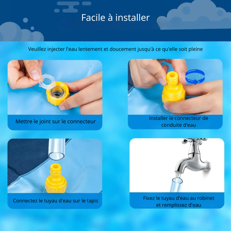 Tuto de montage du tapis chien à jet d'eau pour chien. Image produit Boutiquechien