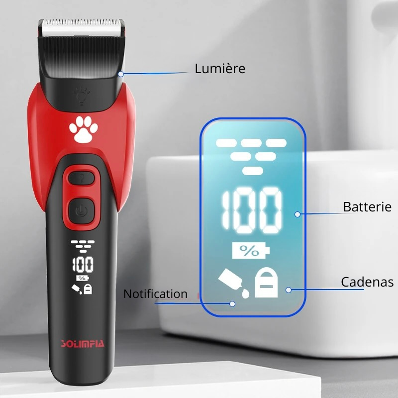 utilisation de l'écran de la tondeuse pour chien. Image produit Boutiquechien