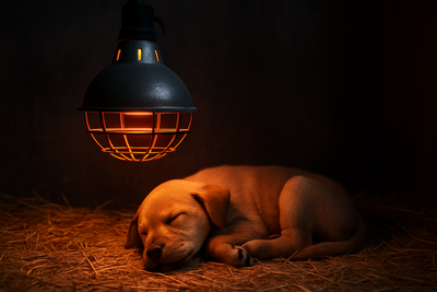 lampe chauffante infra rouge pour chiot de couleurs brun. image collection lampe chauffante chit pour boutiquechien