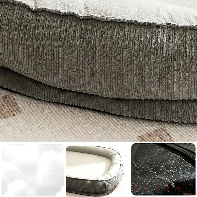 multi photo pour montrer que le panier est fait en coton. Le panier est rembourré et moelleux pour chien. Panier pour chien anti-dérapant pour chien de boutiquechien