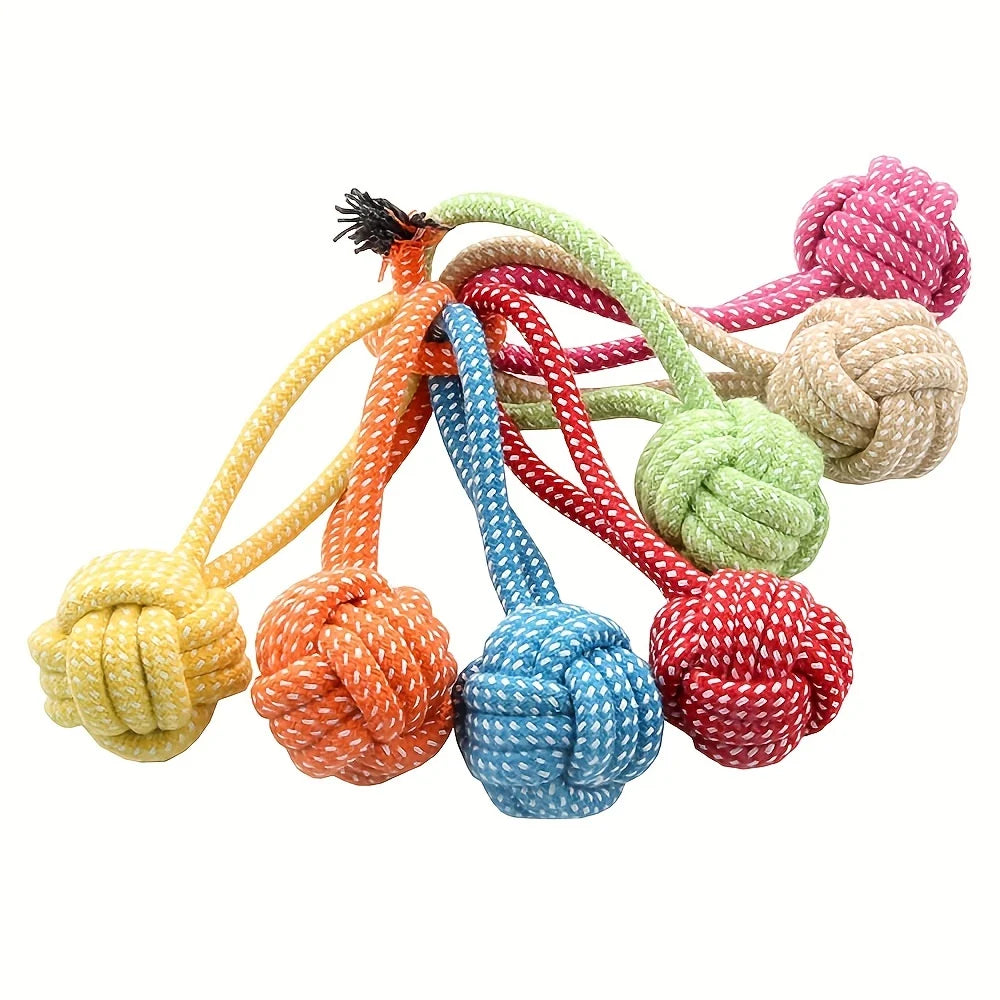 Balle résistante et durable style corde de plusieurs couleurs. Image produit Boutiquechien