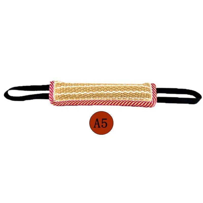 baton morsure de couleur rouge et beige avec lanière noir de Boutiquechien