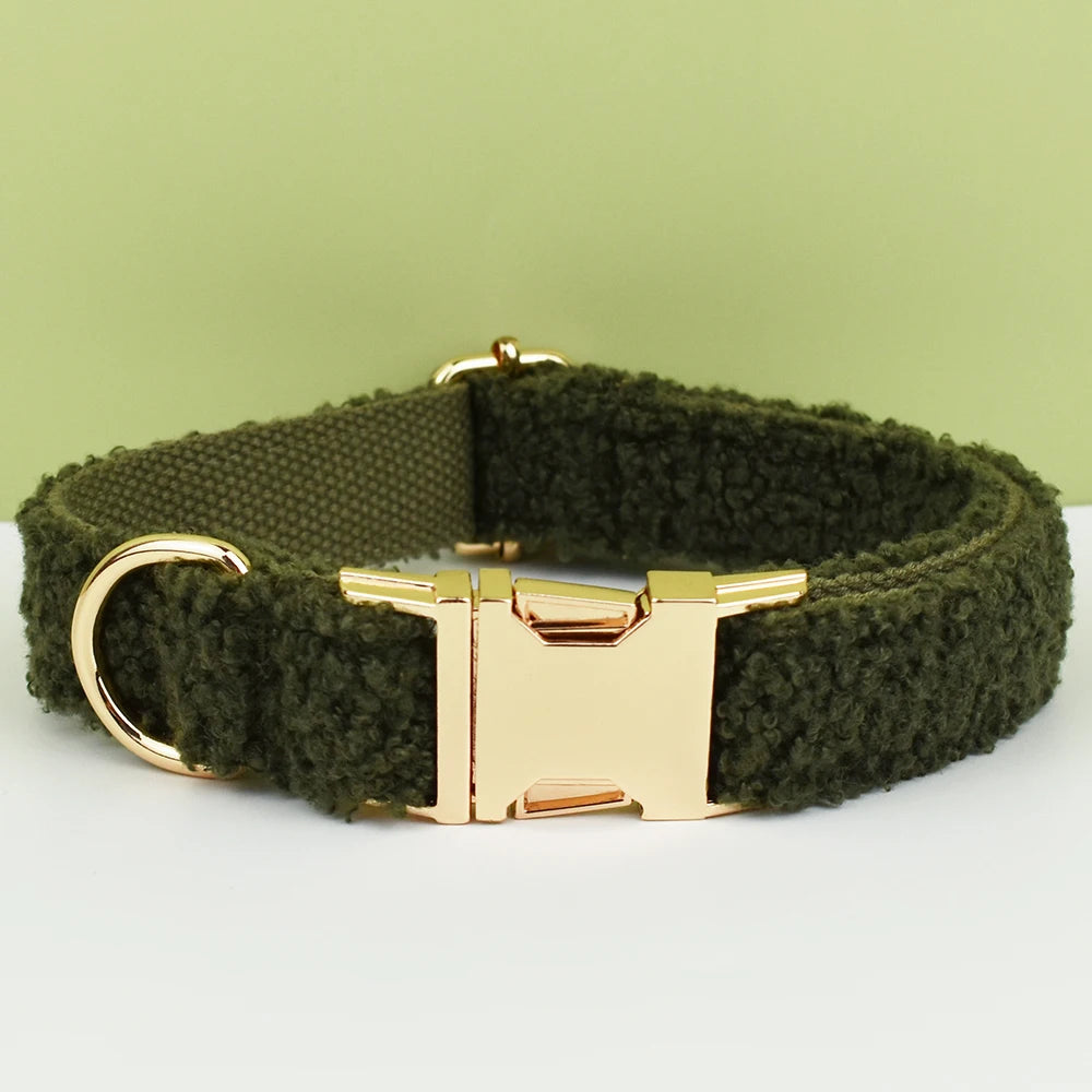 Beau collier chien vert fonce 