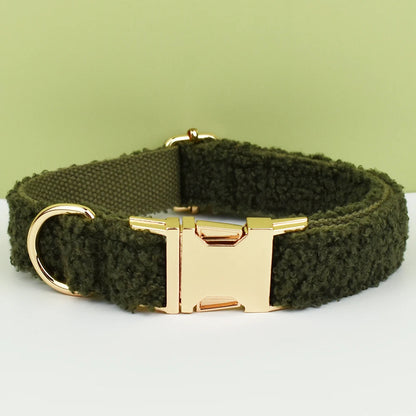 Beau collier chien vert fonce 