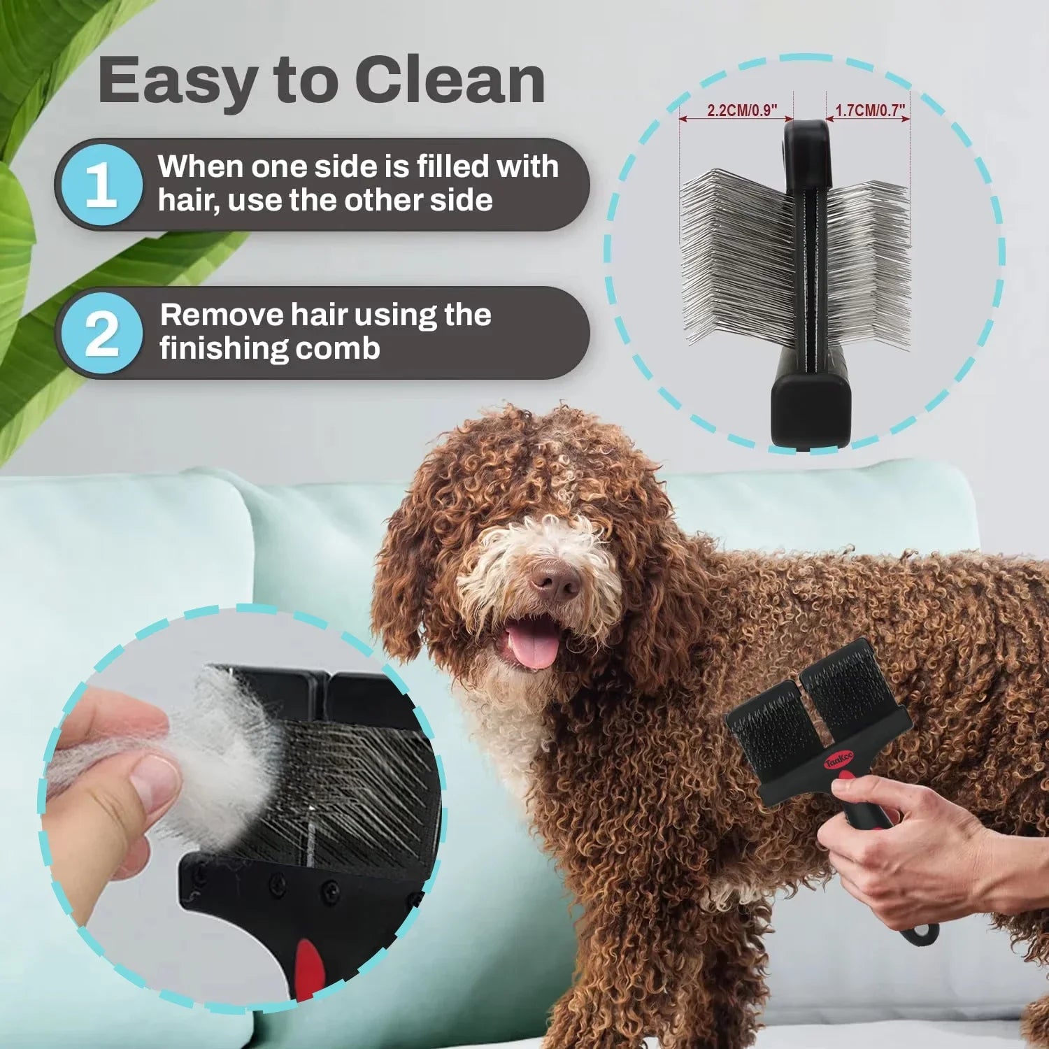 Brosse chien carde double facile à nettoyer 