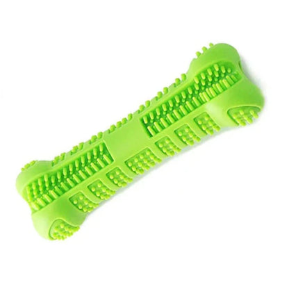 Brosse à dent pour chien de couleur vert en forme d'os de boutiquechien
