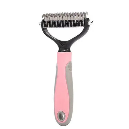 Brosse pour chien à poil long de couleur rose et gris pour les chiens. Image produit Boutiquechien