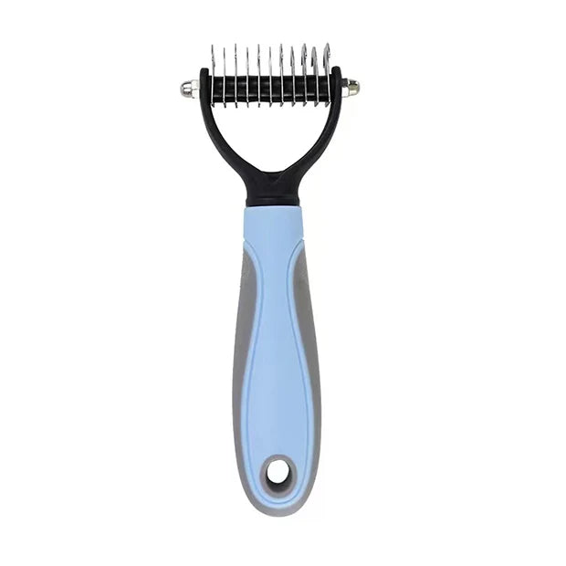 Brosse pour chien à poil long de couleur bleu de petite tailles de boutiquechien