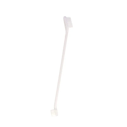 Brosse à dent de couleur blanche avec tête double pour le meilleur soins des dents de votre compagnon. Image produit Boutiquechien