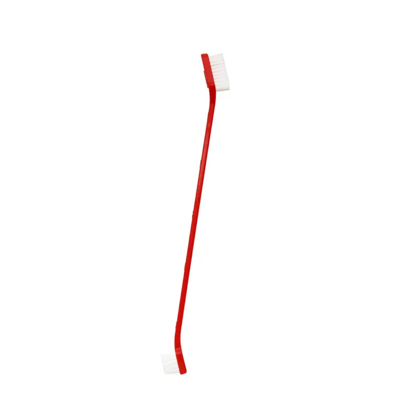 Brosse à dent de couleur rouge avec tête double pour le meilleur soins des dents de votre compagnon. Image produit Boutiquechien