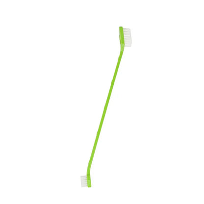 Brosse à dent de couleur verte avec tête double pour le meilleur soins des dents de votre compagnon. Image produit Boutiquechien