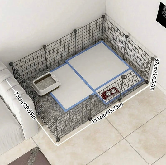 Cage pour chien rectangulaire de couleur brun dans un salon de couleur brun. Image produit Boutiquechien
