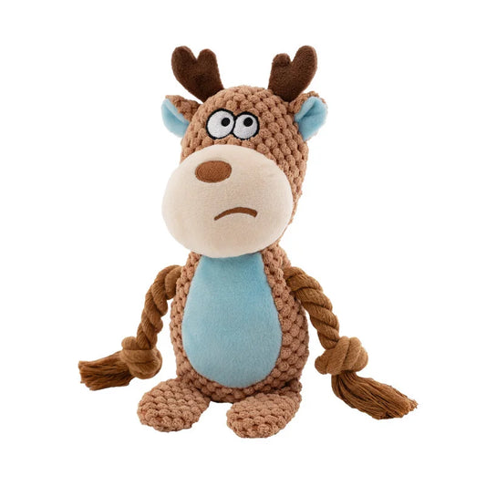 Cerf pour chien de couleur brun et bleu en corde. Image produit Boutiquechien