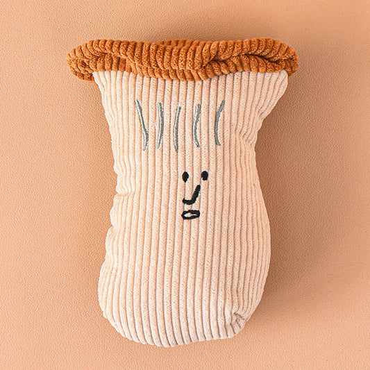 Peluche champignon pour chien de couleur blanc et brun. Image produit Boutiquechien