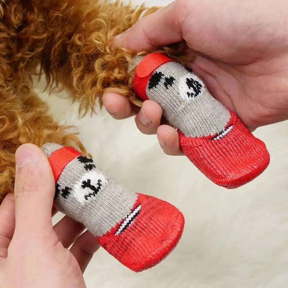 Chaussette pour chiens rouge et grise avec formes de oursons de boutiquechien