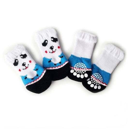 Chaussette pour petit chien en forme de panda mignonne de couleur blanche. Les chaussettes sont anti-dérapantes. Image produit Boutiquechien