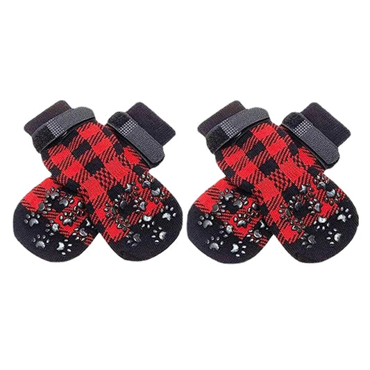 Chaussette pour chien de couleur rouge et noir anti-dérapante de boutiquechien
