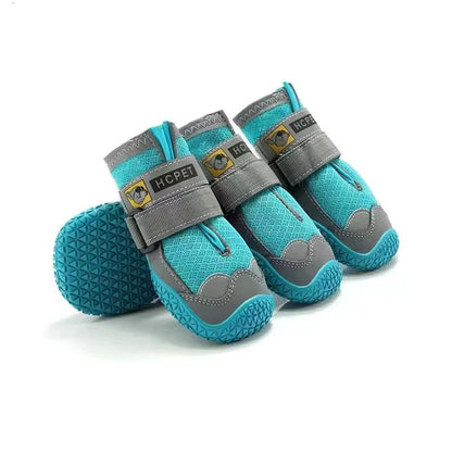 Bottes chaussures pour chien de couleur bleu et grise en lot de 4. Image produit Boutiquechien 