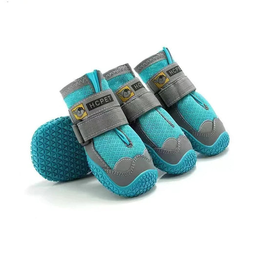 Bottes chaussures pour chien de couleur bleu et grise en lot de 4. Image produit Boutiquechien 