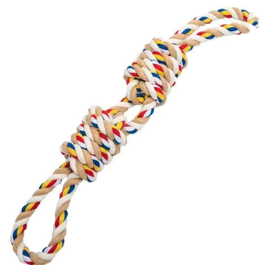 jouet pour chien indestructible en corde resistant de couleur claire. Image produit Boutiquechien 