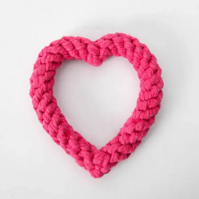 coeur rose en corde pour chien. Jouet en corde chien resistant de Boutiquechien