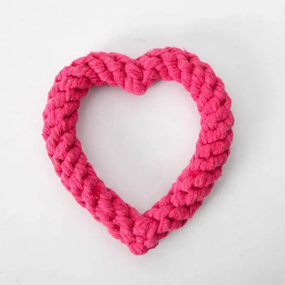 coeur rose en corde pour chien. Jouet en corde chien resistant de Boutiquechien