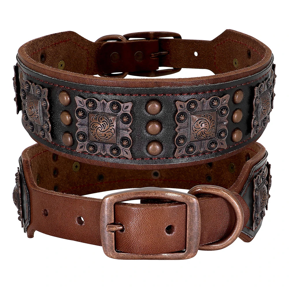 Collier chien style cuir avec des perles. Image produit Boutiquechien