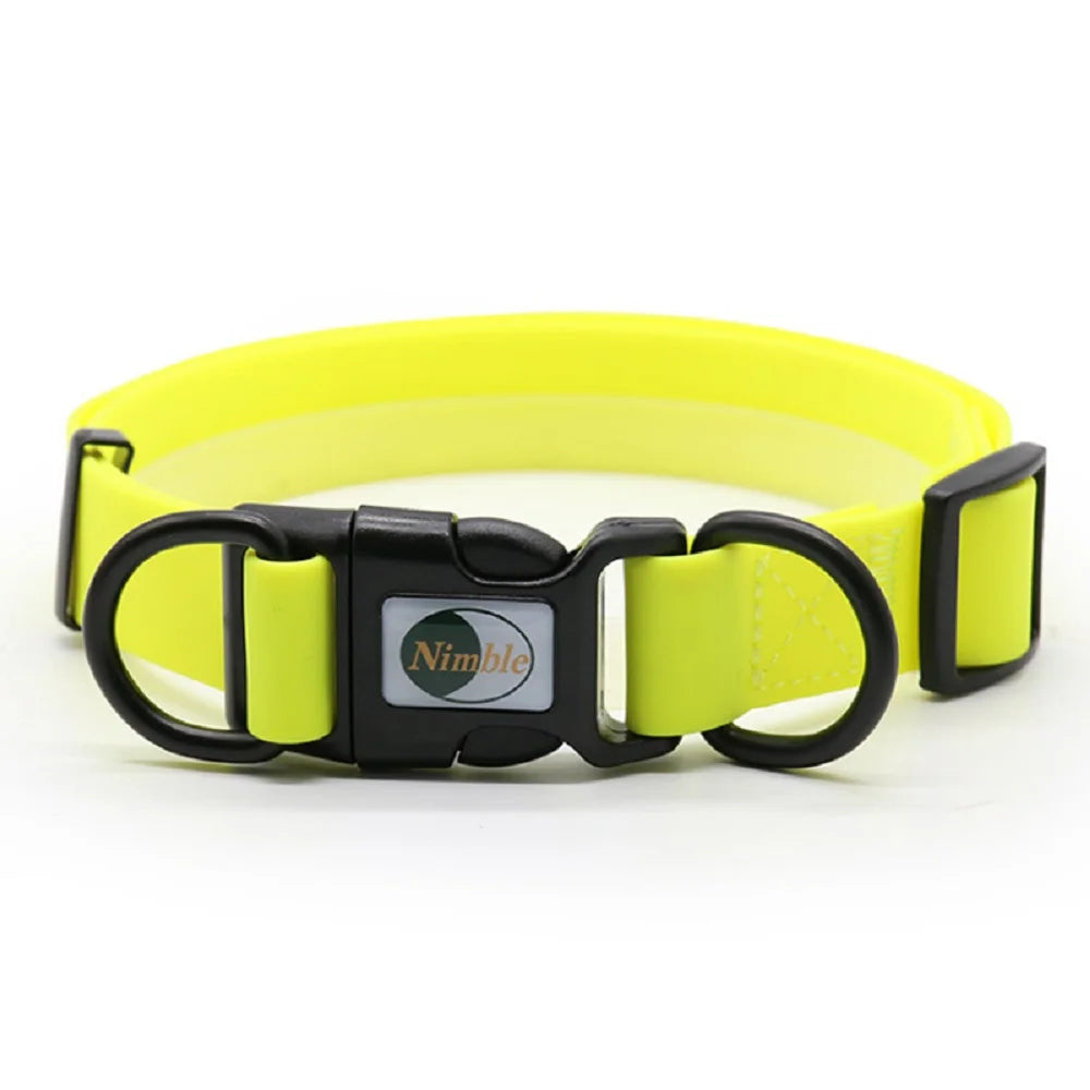 Collier chien biothane jaune fluo 
