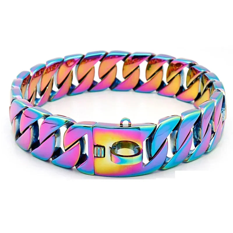 Collier chien chaine non etrangleur chrome 