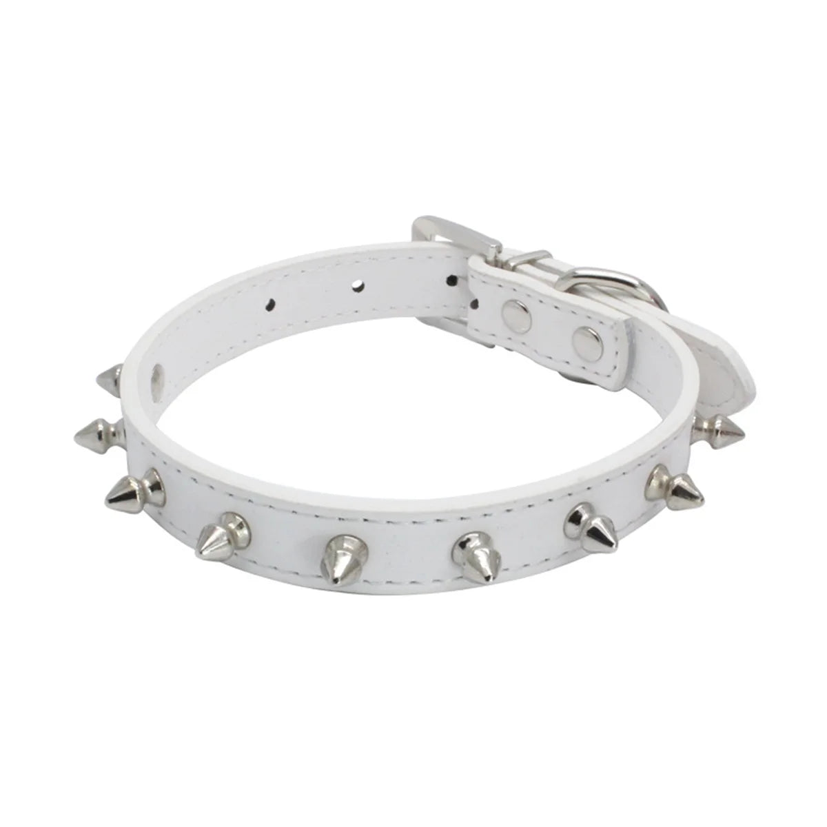 Collier chien cuir blanc